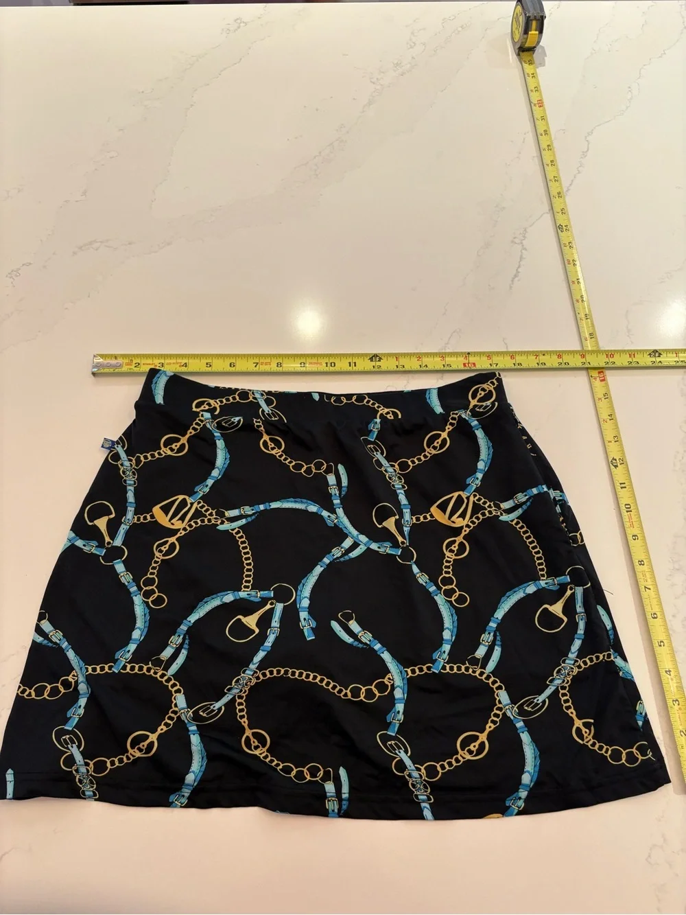 J. McLaughlin Catalina Cloth Horse Bit Chain Print Golf Tennis Skort Large UPF50